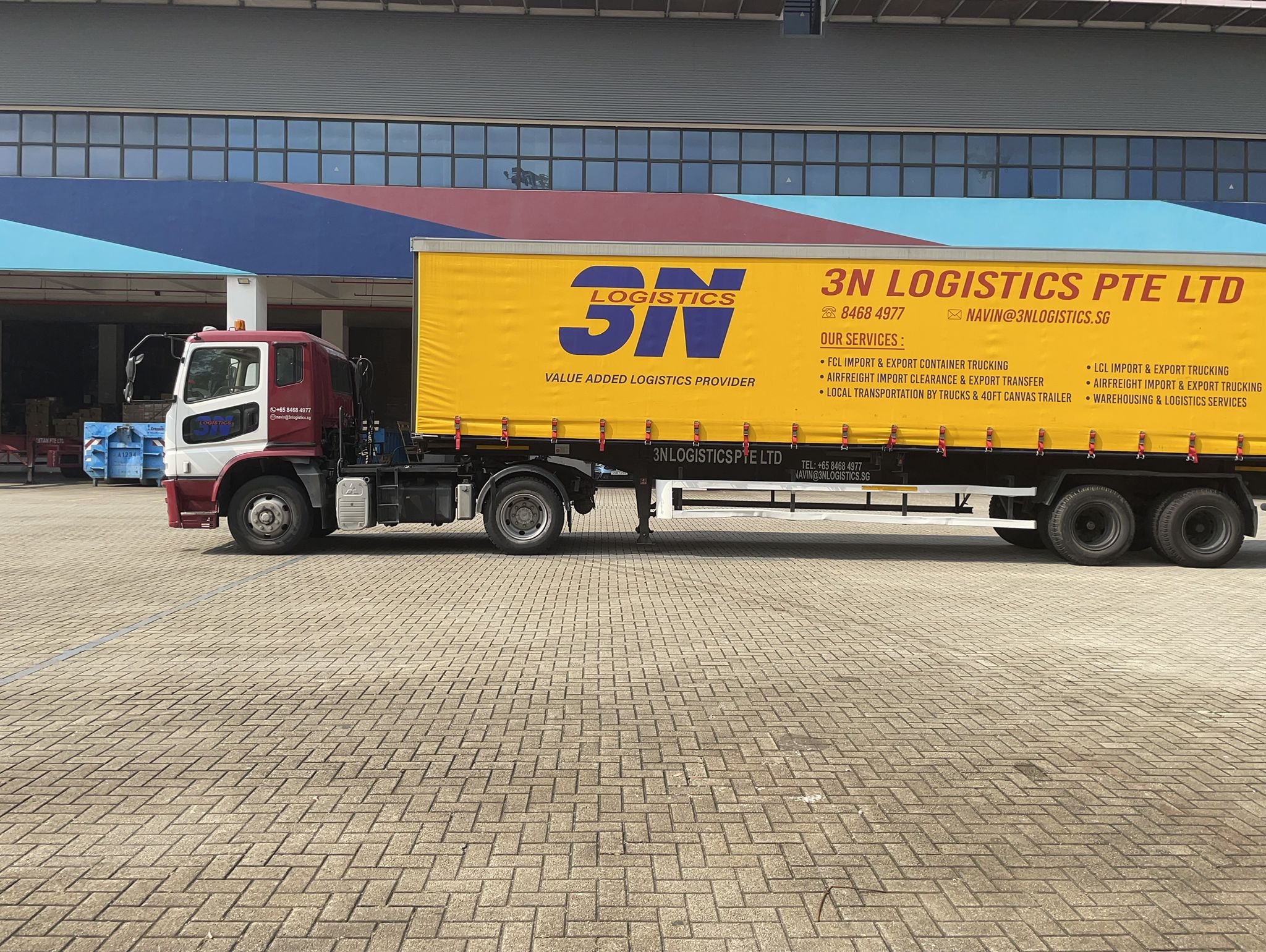 3N Logistics 40ft canvas-sided trailer for cargo transport