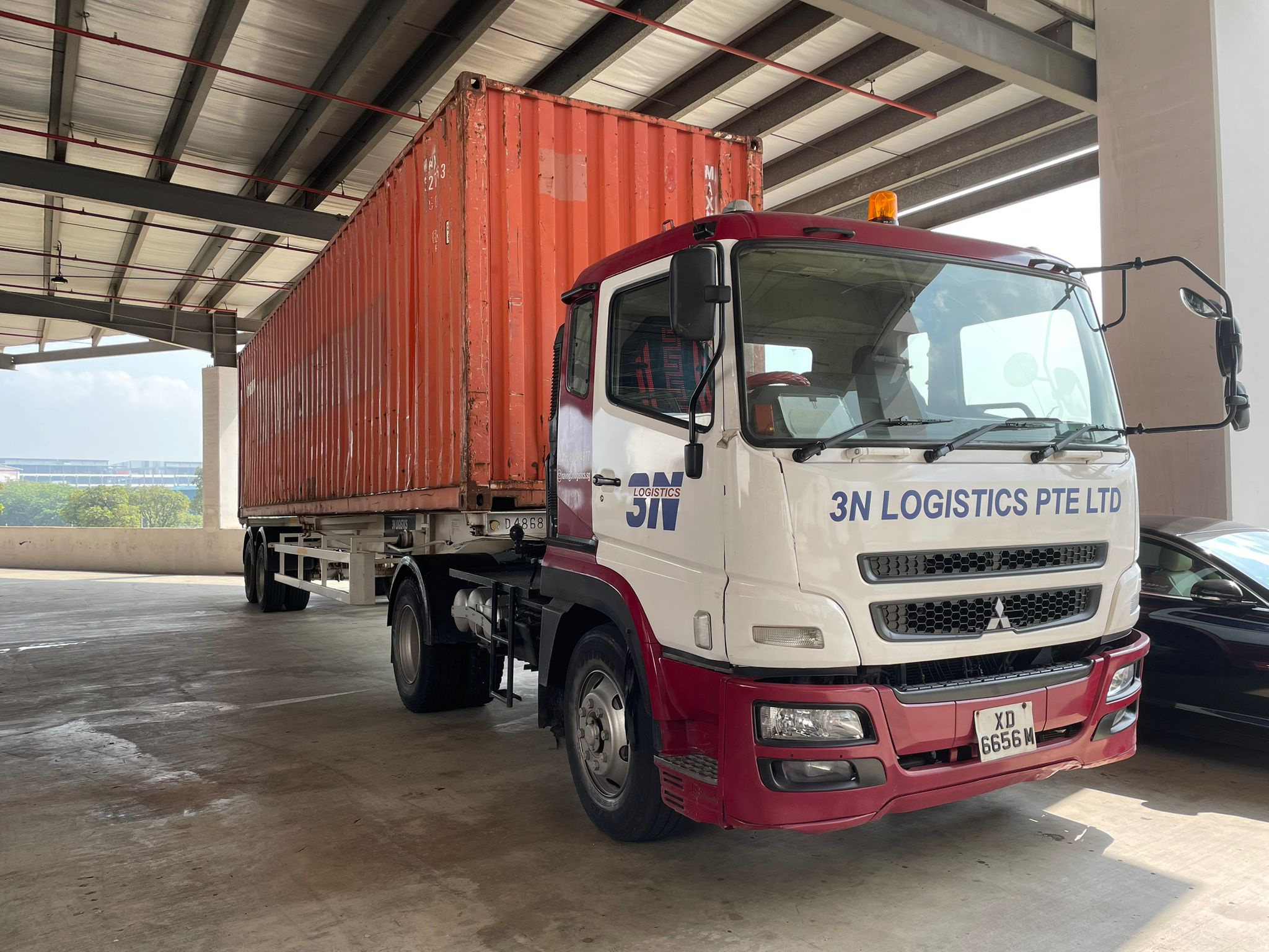 3N Logistics container truck front view at port